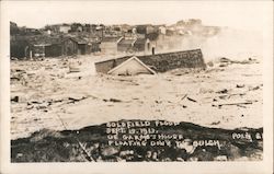 Goldfield Flood, SEPT. 1913, De Garm's House Floating Down the Gulch Postcard