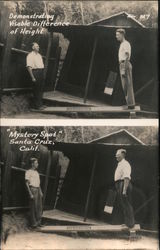 Demonstrating Visible Difference of Height, Mystery Spot Santa Cruz, CA Postcard Postcard Postcard