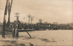 The Mohawk & Scotia Bridge During Flood at Schenectady, Mar 25, 1913 Postcard