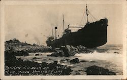 1924 Tanker F.H. Buck on Rocks at Pt Pinos Monterey Bay Postcard