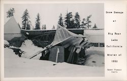 Snow Damage, Winter 1952 Big Bear Lake, CA Postcard Postcard Postcard