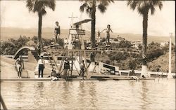 Swimmers Posing Poolside and on Diving Boards Postcard