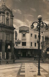 Street Plaza in Mexico with Stetson Sombreros Advertisement on Building Postcard