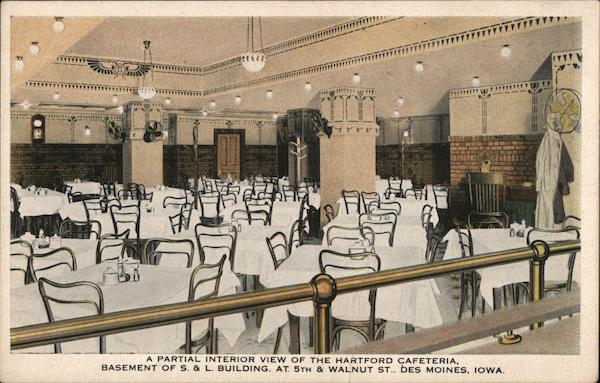 A Partial Interior View of the Hartford Cafeteria, Basement of S & L Building at 5th & Walnut St Des Moines