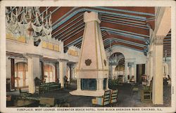 Fireplace, West Lounge, Edgewater Beach Hotel, 5300 Block Sheridan Road Chicago, IL Postcard Postcard Postcard