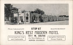 Stop At King's Rest Modern Motel Postcard