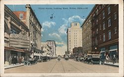 Third Street, looking East, Tulsa, Okla. Postcard