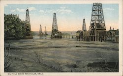 Oil Field Scene Near Tulsa, Okla. Postcard