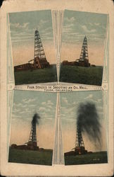 Four Stages in Shooting an Oil Well Postcard