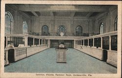 Interior, Florida National Bank, Jacksonville, Fla. Postcard