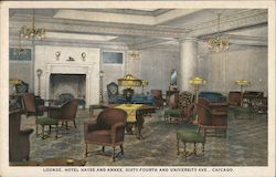 Lounge, Hotel Hayes and Annex, Sixty-Fourth and University Ave., Chicago Postcard