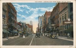 Elm Street, Looking East from Akard, Dallas, Texas Postcard