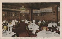 Oak ROom (men's Cafe) Hotel Fort Des Moines Iowa Postcard Postcard Postcard