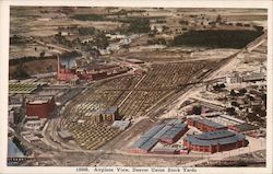 Airplane View, Denver Union Stock Yards Postcard