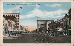 Main Street, Looking North, Hutchinson Kans. Postcard