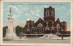 Soldiers' and Sailors' Monument and First Methodist Church Hutchinson, KS Postcard Postcard Postcard