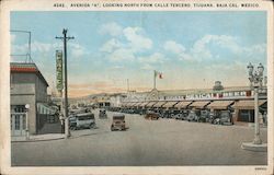 Avenida "A", Looking North from Calle Tercero, Tijuana, Baja Cal. Mexico Postcard