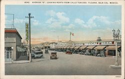Avenida "A", Looking North From Calle Tijuana, Baja Cal. Mexico Postcard