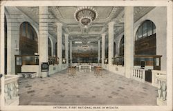 Interior, First National Bank in Wichita Postcard