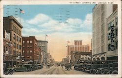 "0" Street, Looking East, Lincoln, Nebr. Postcard