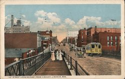 "O" Street Looking East from Viaduct Lincoln, NE Postcard Postcard Postcard