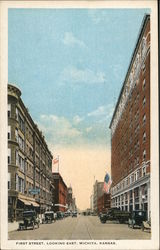 First Street, Looking East, Wichita, Kansas Postcard