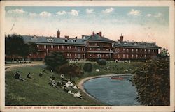 Hospital, Soldiers' Home on Bank of Lake Jeanette Leavenworth, KS Postcard Postcard Postcard