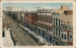 Delaware Street, Looking East Leavenworth, KS Postcard Postcard Postcard