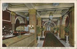 Lobby and Office - Plaza Hotel - North Ave. and Clark St. - Chicago, Ill. Illinois Postcard Postcard Postcard