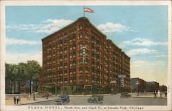 Plaza Hotel, North Ave. and Clark St., at Lincoln Park, Chicago Postcard