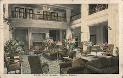 Lobby, Hotel Kansan, Topeka, Kansas Postcard