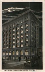 State Savings Bank Building by Night Butte, MT Postcard Postcard Postcard