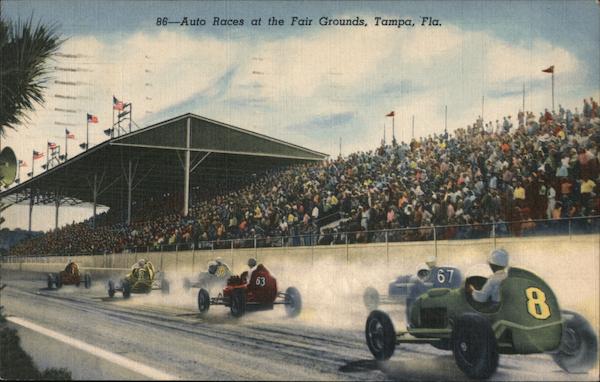 Auto Races at the Fair Grounds Tampa Florida C. T. Art Colortone