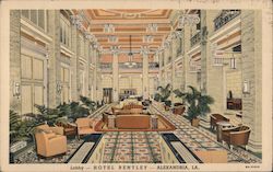 Lobby - Hotel Bentley - Alexandria, La. Postcard