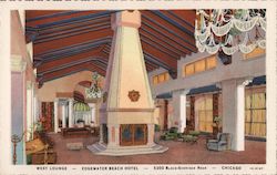 West Lounge, Edgewater Beach Hotel Chicago, IL Curt Teich Postcard Postcard Postcard