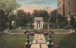 Architectural Garden, University of Michigan Postcard