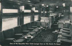 One of the Beautiful New Club-Lounge Cars on the Santa Fe Scout Trains, Railroad Postcard Postcard Postcard