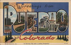 Greetings from Pueblo Colorado Postcard Postcard Postcard