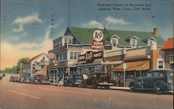 Business District at Buzzards Bay, Looking West Massachusetts Postcard Postcard Postcard
