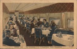 Dining Car - The Columbian, B&O Strata-Dome Coach Streamliner Postcard