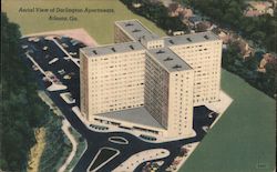 Aerial View of Darlington Apartments, Atlanta, Ga. Postcard