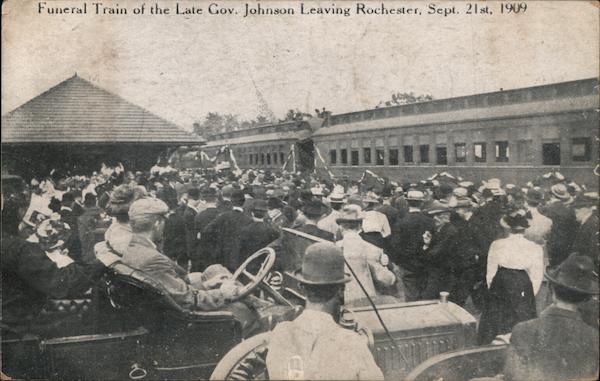 Funeral Train of the Late Gov. Johnson Leaving Rochester Minnesota
