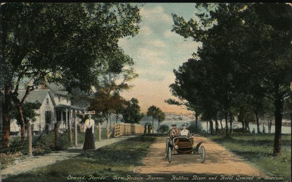 New Britain Avenue, Halifax River and Hotel Ormond in distance Florida