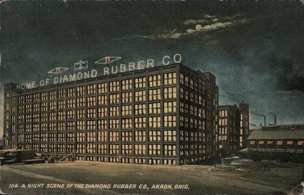A Night Scene of the Diamond Rubber Company Akron Ohio
