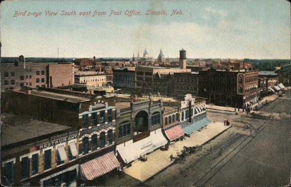 Bird's Eye View South East From Post Office Lincoln Nebraska