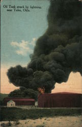 Oil Train Struck By Lightning Postcard