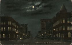 Night Scene on Main St. Looking West Postcard