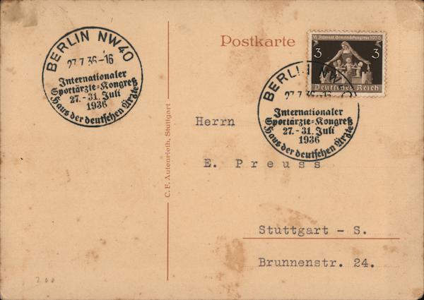 International Sports Medicine Physician Congress - July 27-31, 1936 in the German Physicians Building
