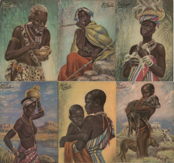 Lot of 6: African People from Original Oil by Kent Cottrell South Africa Postcard Postcard Postcard