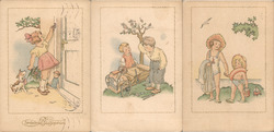 Set of 3: Czech Children Postcard